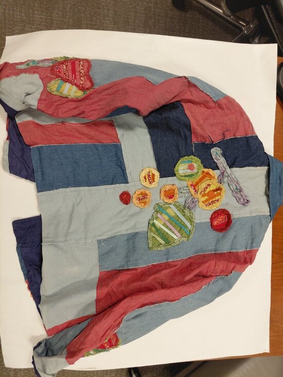 Sandy Starkman Patchwork Denim Jacket Vintage Sz L Wearable Art - Picture 6 of 7